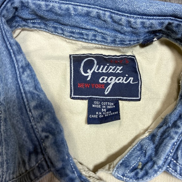 Vintage Let's Quizz Again Corduroy Shirt Womens Medium Embroidered 90s Grandma - Picture 4 of 8